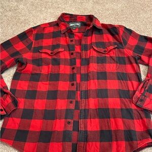 American Eagle Outfitters Red and Black Checkered Men's Shirt